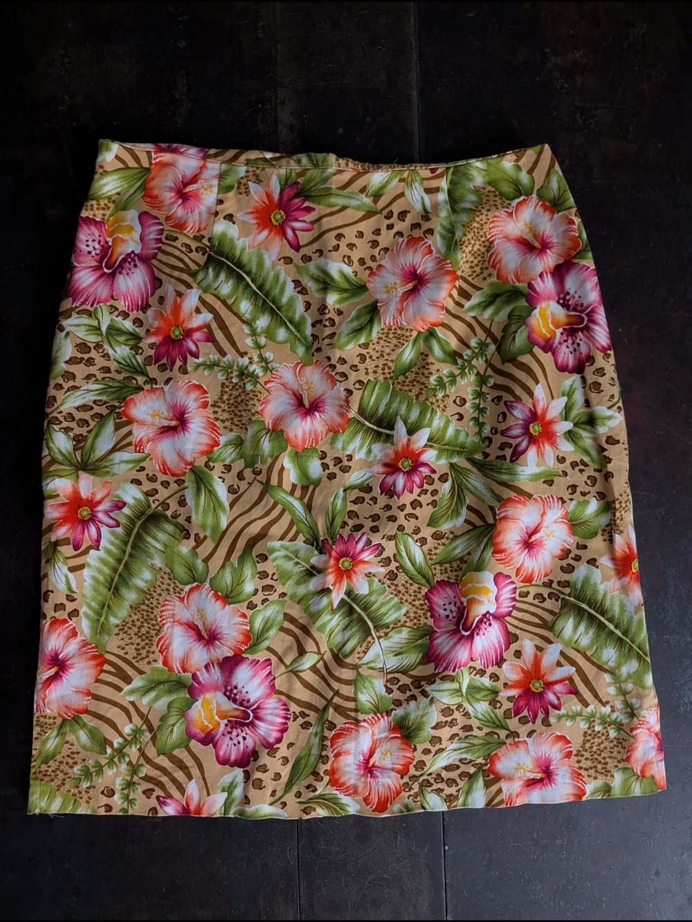 Worthington Floral Stretch Skirt in Beige, Green & Pink